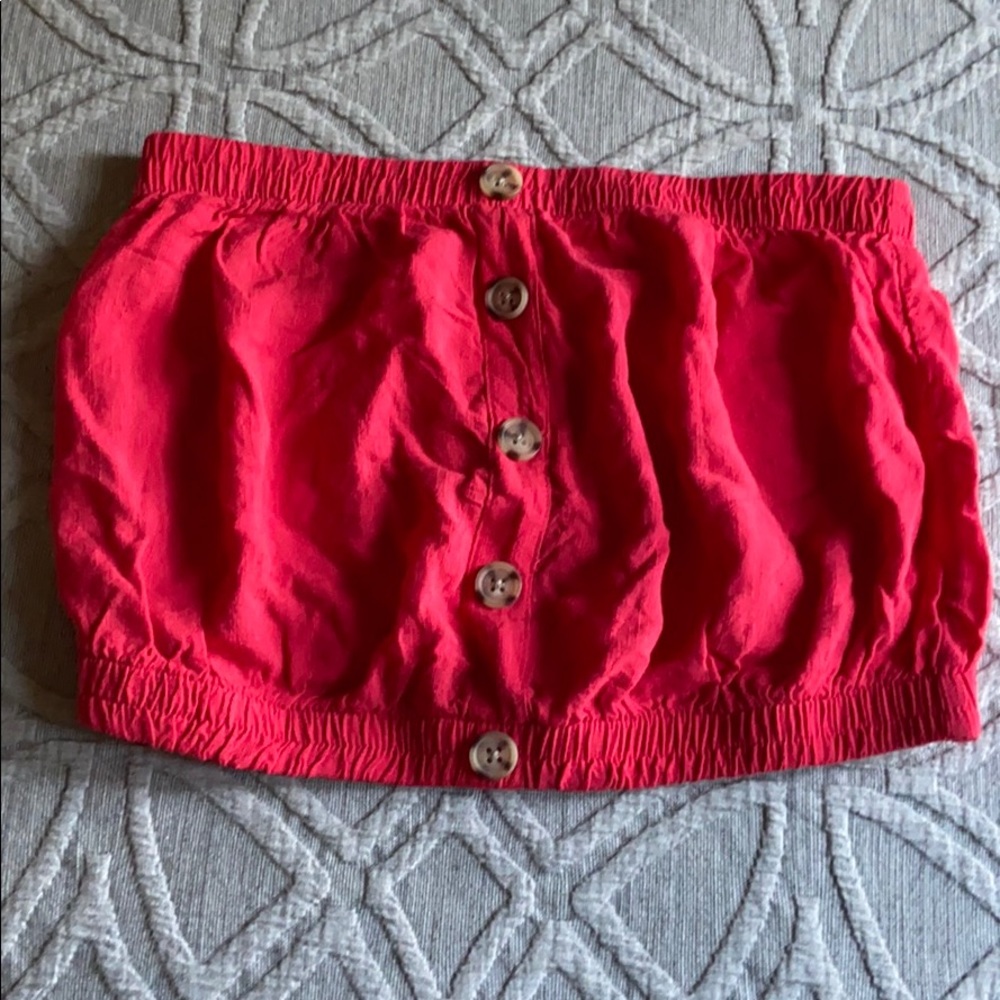 Red tube top with buttons